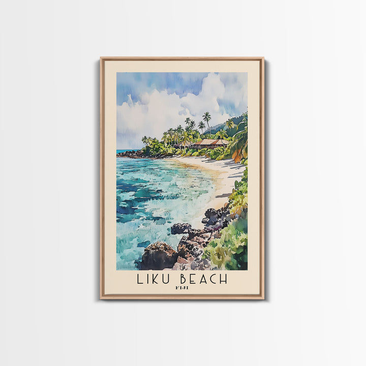 Liku Beach, Fiji Watercolor Print, Vacation Gift, Fiji Wall Art, Beach Painting, Beach Decor, Beach Or Lakehouse Art