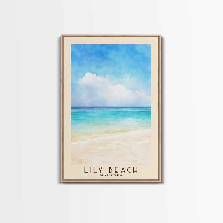 Lily Beach, Maldives Watercolor Beach Print, Vacation Gift, Maldives Wall Art, Beach Painting, Beach Decor, Beach Painting