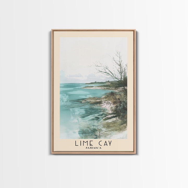 Lime Cay, Jamaica Watercolor Print, Vacation Gift, Jamaica Wall Art, Beach Painting, Beach Decor, Large Wall Art, Wood Frame Art