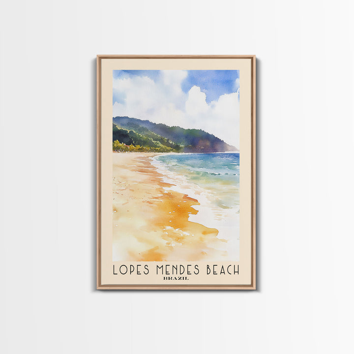 Lopes Mendes Beach, Brazil Watercolor Print, Vacation Gift, Brazil Wall Art, Beach Painting, Beach Decor, Beach Or Lakehouse Art