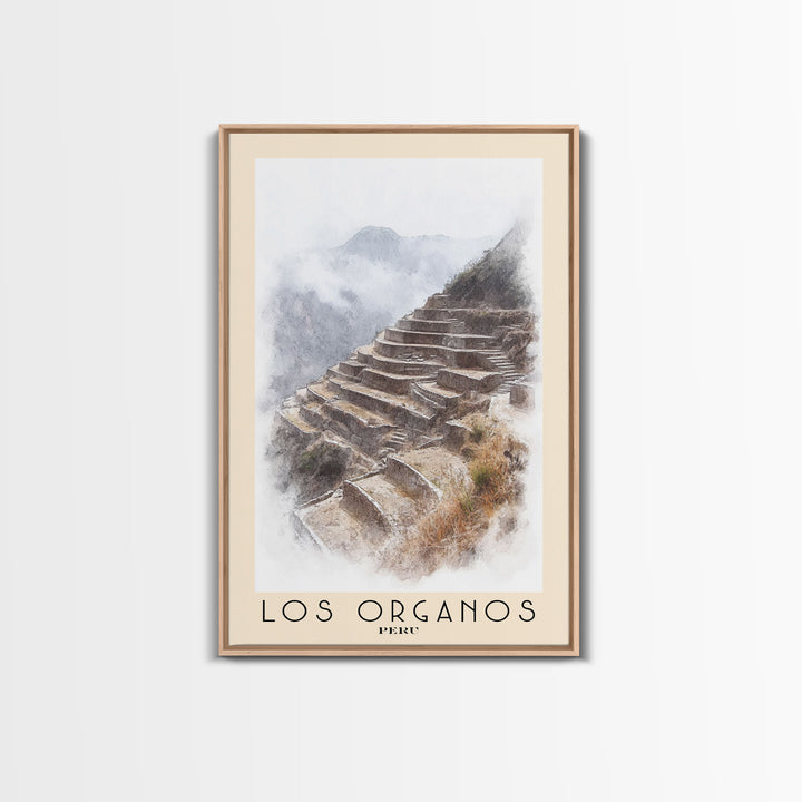 Los Organos, Peru Watercolor Print, Vacation Gift, Peru Wall Art, Beach Painting, Beach Decor, Large Wall Art, Wood Frame Art