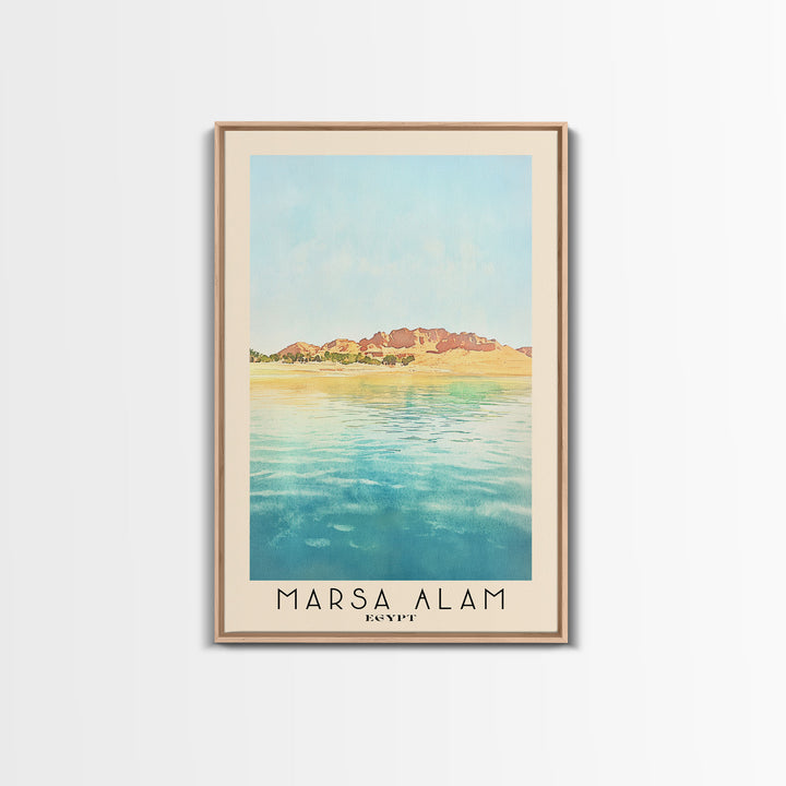 Marsa Alam, Egypt Watercolor Print, Vacation Gift, Egypt Wall Art, Beach Painting, Beach Decor, Large Wall Art, Wood Frame Art