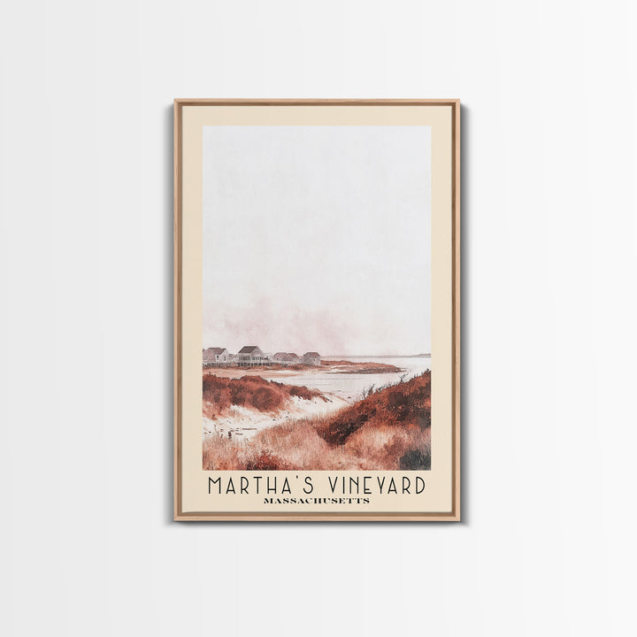 Martha’s Vineyard, Massachusetts Watercolor Beach Print, Vacation Gift, Massachusetts Wall Art, Framed Canvas Print, Framed Beach Painting