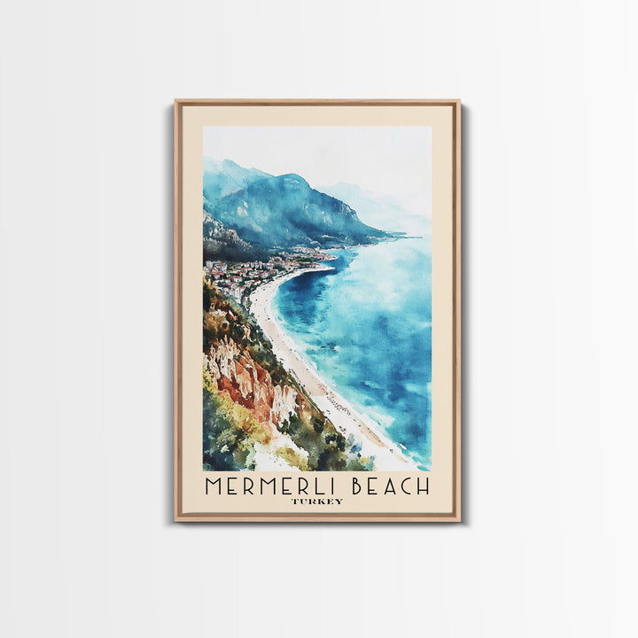 Mermerli Beach, Turkey Watercolor Print, Vacation Gift, Turkey Wall Art, Beach Painting, Beach Decor, Beach Or Lakehouse Art