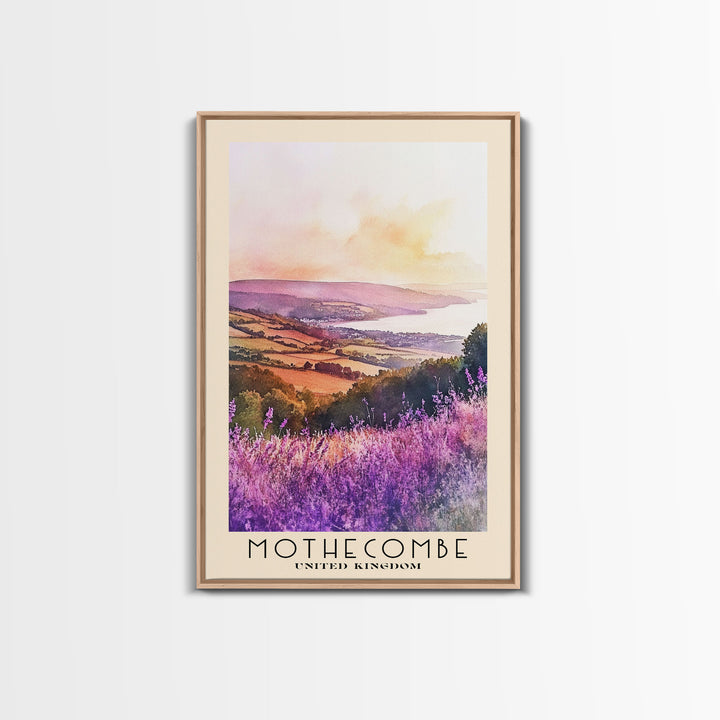 Mothecombe, United Kingdom Watercolor Print, Vacation Gift, United Kingdom Wall Art, Beach Painting, Beach Decor, Large Wall Art, Wood Frame Art