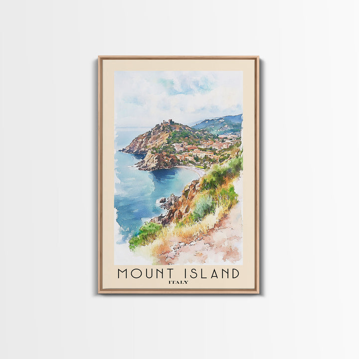 Mount island, Italy Watercolor Print, Vacation Gift, Italy Wall Art, Vacation Wall Art, Vacatation Memories, Beach Decor, Beach Or Lakehouse Art