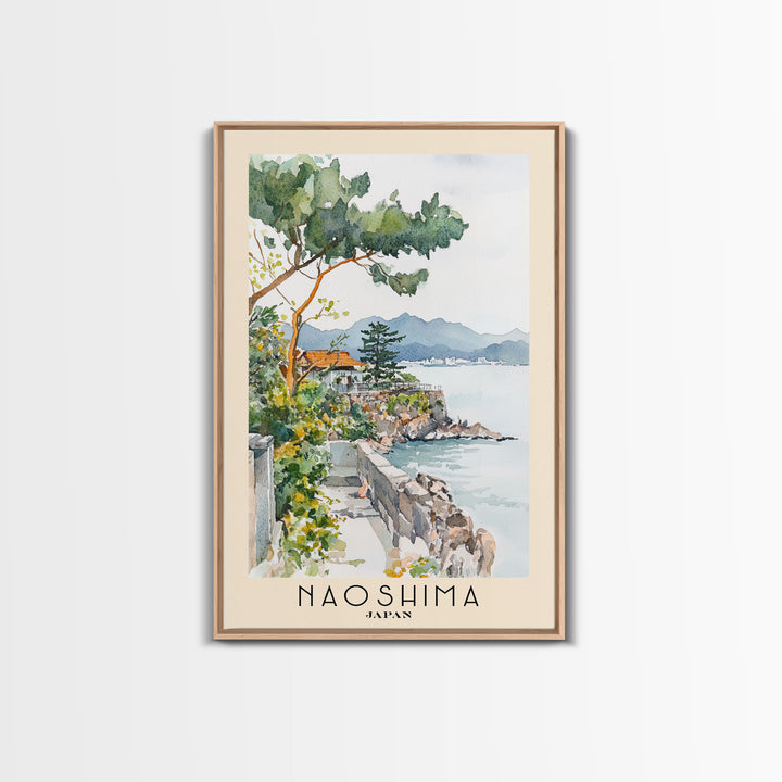 Naoshima, Japan Watercolor Beach Print, Vacation Gift, Japan Wall Art, Beach Painting, Beach Decor, Beach Painting