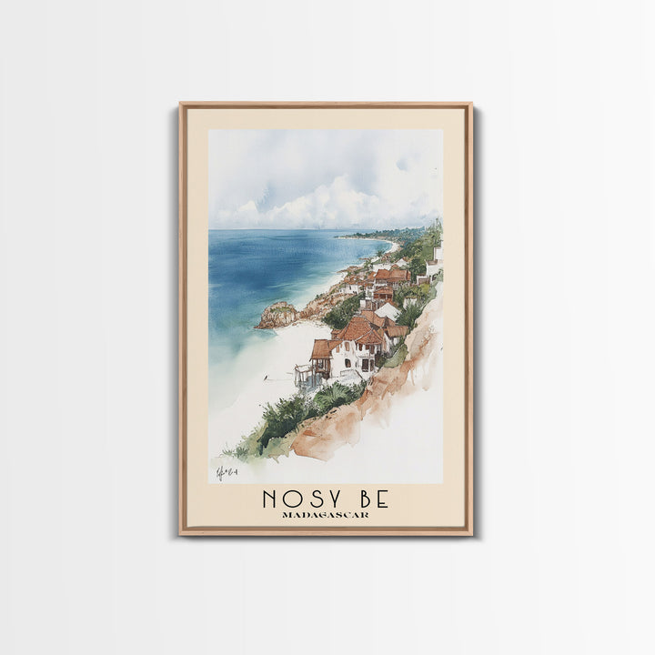 Nosy Be, Madagascar Watercolor Beach Print, Vacation Gift, Madagascar Wall Art, Framed Canvas Print, Framed Beach Painting