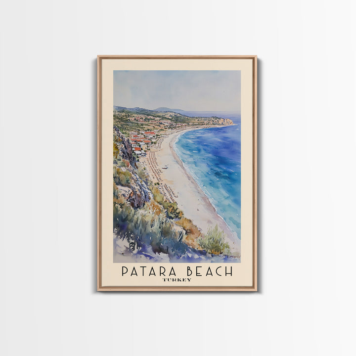 Patara Beach, Turkey Watercolor Print, Vacation Gift, Turkey Wall Art, Beach Painting, Beach Decor, Large Wall Art, Wood Frame Art