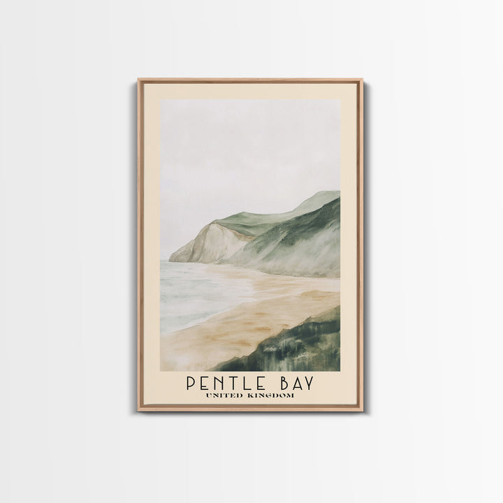 Pentle Bay, United Kingdom Watercolor Beach Print, Vacation Gift, United Kingdom Wall Art, Beach Painting, Beach Decor, Beach Painting