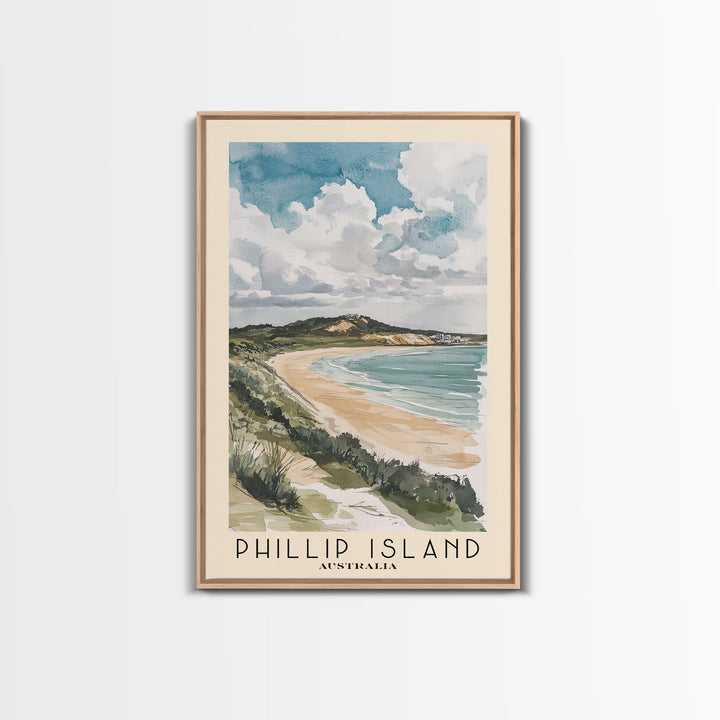 Phillip Island, Australia Watercolor Print, Vacation Gift, Australia Wall Art, Beach Painting, Beach Decor, Large Wall Art, Wood Frame Art