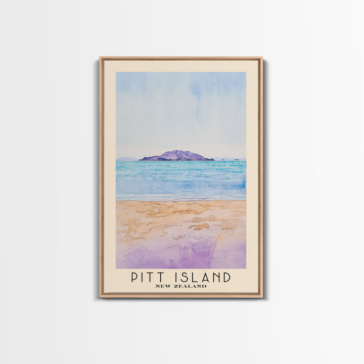 Pitt Island, New Zealand Watercolor Beach Print, Vacation Gift, New Zealand Wall Art, Framed Canvas Print, Framed Beach Painting