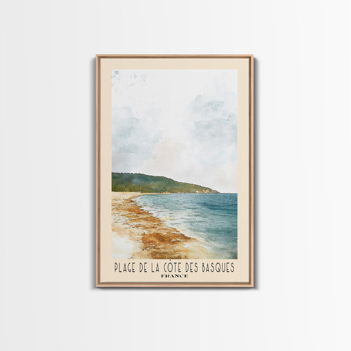 Plage de la Côte des Basques, France Watercolor Beach Print, Vacation Gift, France Wall Art, Beach Painting, Beach Decor, Beach Painting