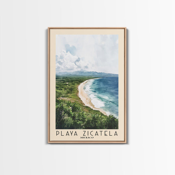 Playa Zicatela, Mexico Watercolor Print, Vacation Gift, Mexico Wall Art, Vacation Wall Art, Vacatation Memories, Beach Decor, Beach Or Lakehouse Art