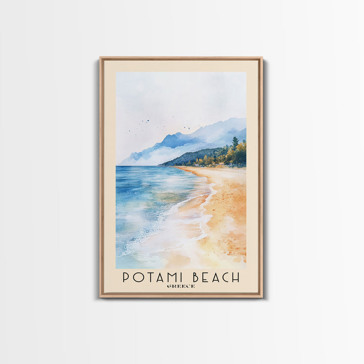 Potami Beach, Greece Watercolor Print, Vacation Gift, Greece Wall Art, Beach Painting, Beach Decor, Beach Or Lakehouse Art