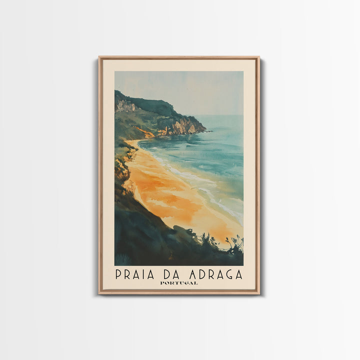 Praia da Adraga, Portugal Watercolor Print, Vacation Gift, Portugal Wall Art, Beach Painting, Beach Decor, Large Wall Art, Wood Frame Art