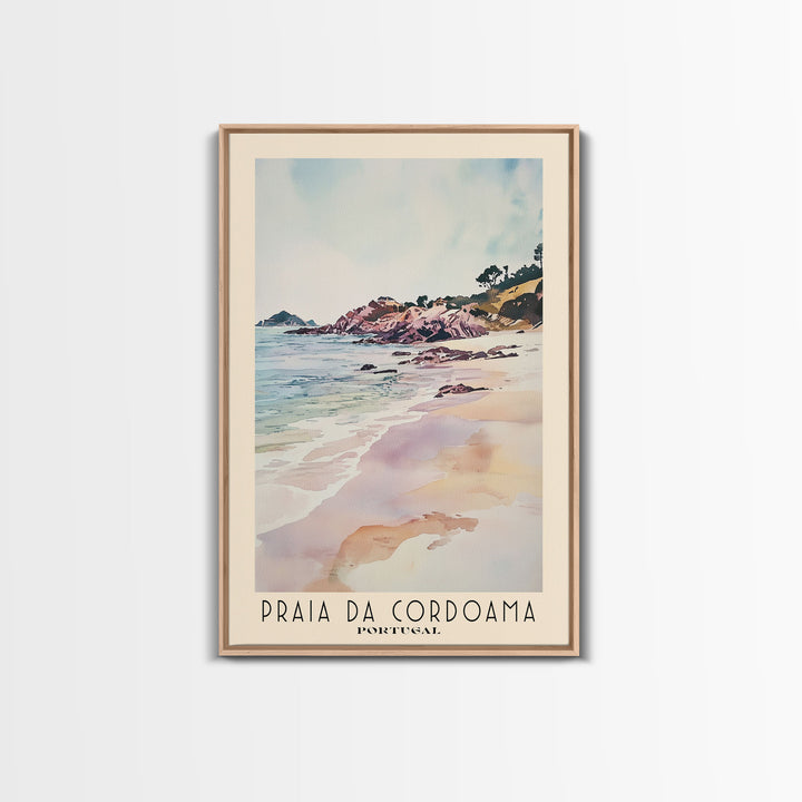 Praia da Cordoama, Portugal Watercolor Beach Print, Vacation Gift, Portugal Wall Art, Beach Painting, Beach Decor, Beach Painting