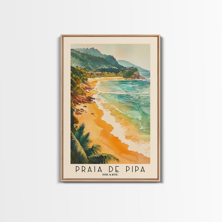 Praia de Pipa, Brazil Watercolor Beach Print, Vacation Gift, Brazil Wall Art, Framed Canvas Print, Framed Beach Painting