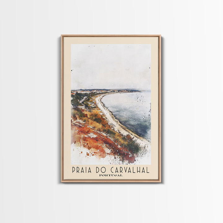 Praia do Carvalhal, Portugal Watercolor Print, Vacation Gift, Portugal Wall Art, Beach Painting, Beach Decor, Large Wall Art, Wood Frame Art