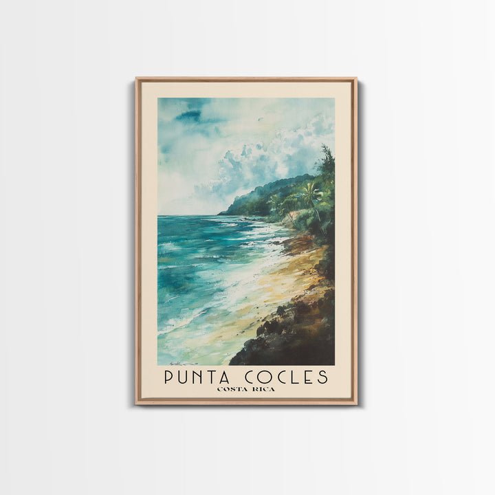 Punta Cocles, Costa Rica Watercolor Beach Print, Vacation Gift, Costa Rica Wall Art, Framed Canvas Print, Framed Beach Painting