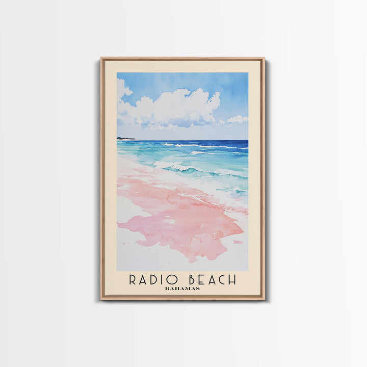 Radio Beach, Bahamas Watercolor Print, Vacation Gift, Bahamas Wall Art, Beach Painting, Beach Decor, Large Wall Art, Wood Frame Art