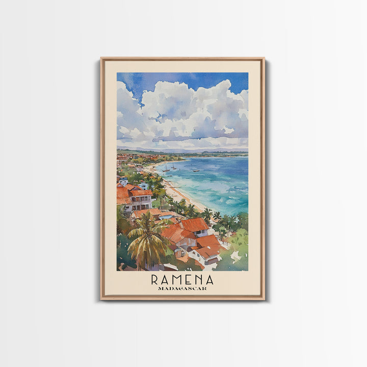 Ramena, Madagascar Watercolor Print, Vacation Gift, Madagascar Wall Art, Beach Painting, Beach Decor, Large Wall Art, Wood Frame Art