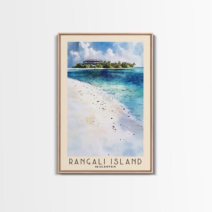 Rangali Island, Maldives Watercolor Beach Print, Vacation Gift, Maldives Wall Art, Framed Canvas Print, Framed Beach Painting