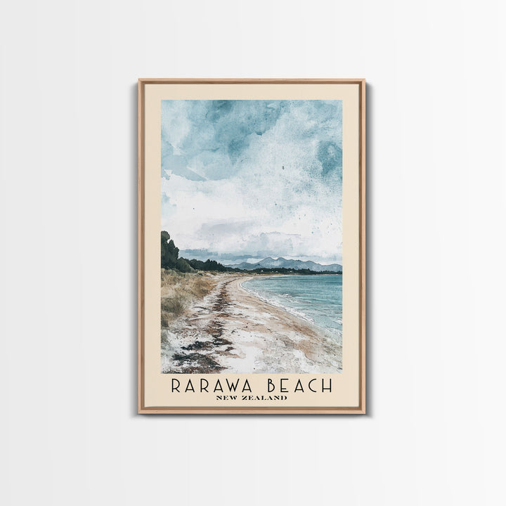 Rarawa Beach, New Zealand Watercolor Print, Vacation Gift, New Zealand Wall Art, Beach Painting, Beach Decor, Large Wall Art, Wood Frame Art