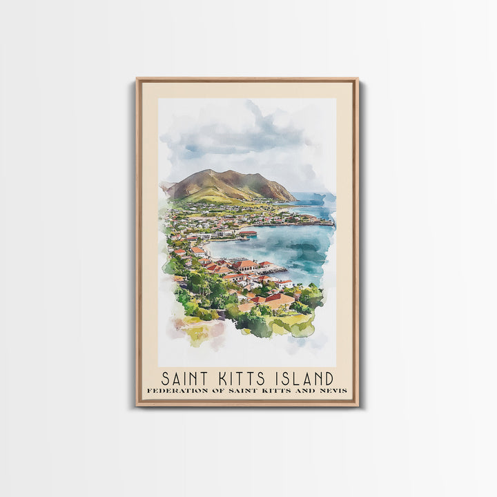 Saint Kitts Island, Federation of Saint Kitts and Nevis Watercolor Beach Print, Vacation Gift, Federation of Saint Kitts and Nevis Wall Art, Beach Painting, Beach Decor, Beach Painting