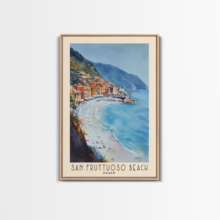 San Fruttuoso Beach, Italy Watercolor Print, Vacation Gift, Italy Wall Art, Vacation Wall Art, Vacatation Memories, Beach Decor, Beach Or Lakehouse Art