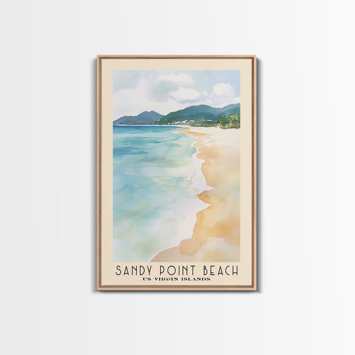 Sandy Point Beach, US Virgin islands Watercolor Print, Vacation Gift, US Virgin islands Wall Art, Beach Painting, Beach Decor, Beach Or Lakehouse Art