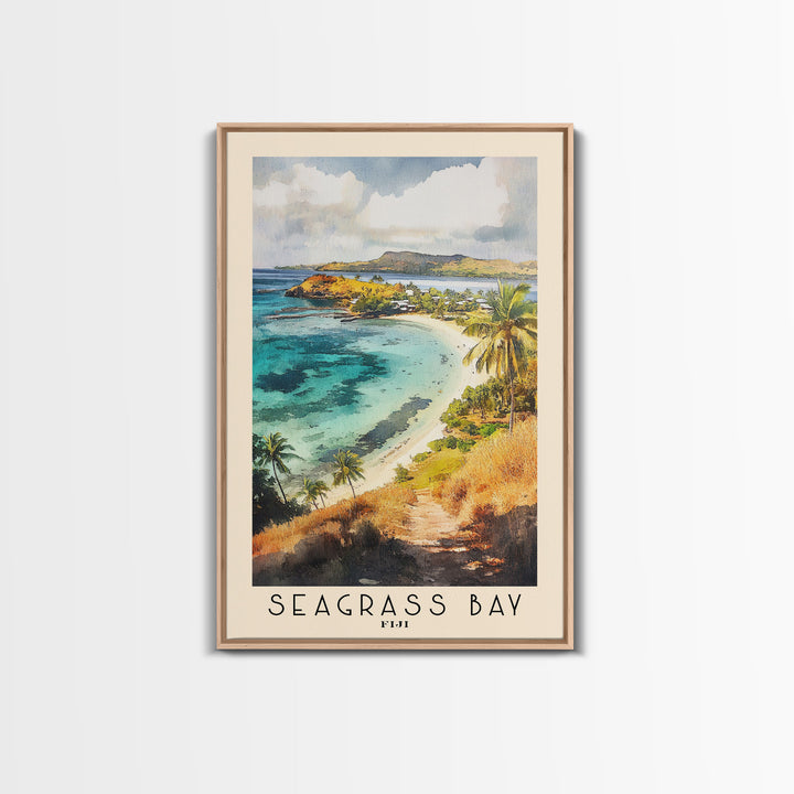 Seagrass Bay, Fiji Watercolor Beach Print, Vacation Gift, Fiji Wall Art, Beach Painting, Beach Decor, Beach Painting