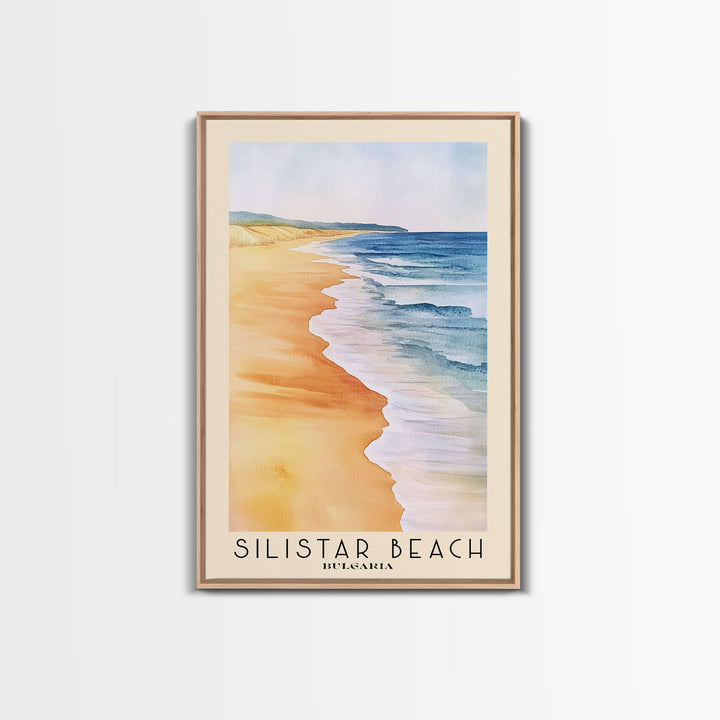 Silistar Beach, Bulgaria Watercolor Beach Print, Vacation Gift, Bulgaria Wall Art, Framed Canvas Print, Framed Beach Painting