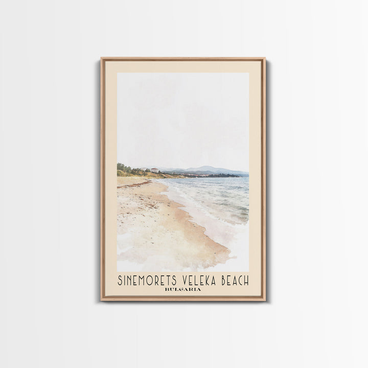 Sinemorets Veleka Beach, Bulgaria Watercolor Print, Vacation Gift, Bulgaria Wall Art, Beach Painting, Beach Decor, Large Wall Art, Wood Frame Art