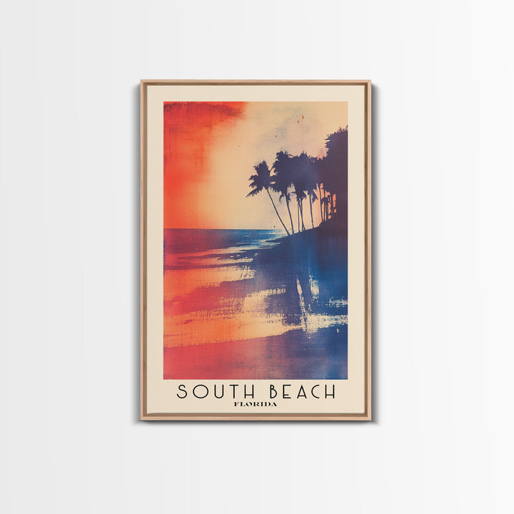 South Beach, Florida Watercolor Print, Vacation Gift, Florida Wall Art, Beach Painting, Beach Decor, Large Wall Art, Wood Frame Art