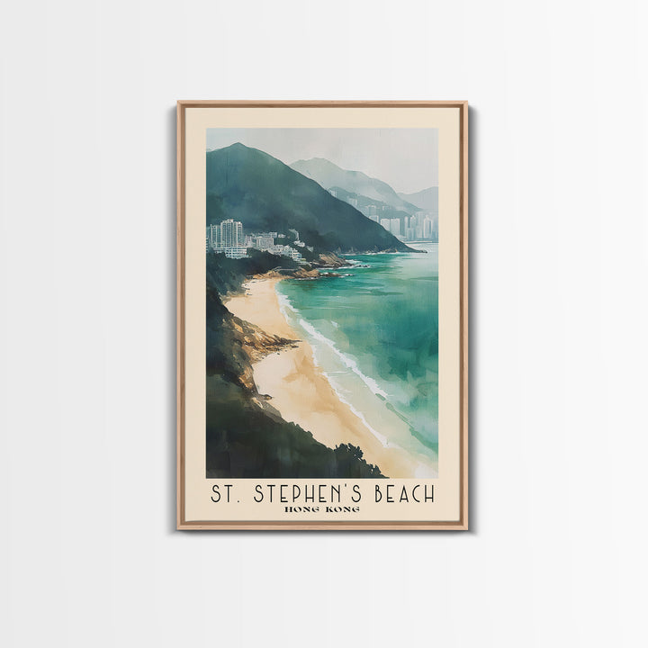 St. Stephen's Beach, Hong Kong Watercolor Print, Vacation Gift, Hong Kong Wall Art, Beach Painting, Beach Decor, Beach Or Lakehouse Art