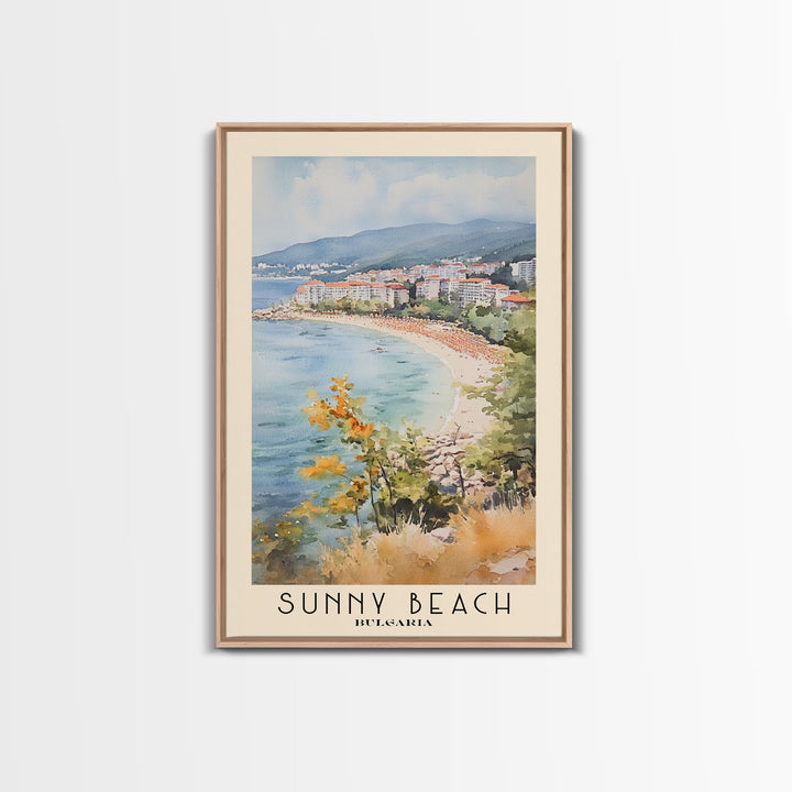 Sunny Beach, Bulgaria Watercolor Print, Vacation Gift, Bulgaria Wall Art, Beach Painting, Beach Decor, Beach Or Lakehouse Art