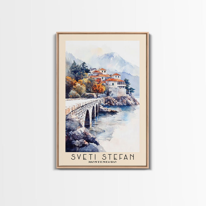 Sveti Stefan, Montenegro Watercolor Print, Vacation Gift, Montenegro Wall Art, Vacation Wall Art, Vacatation Memories, Beach Decor, Beach Or Lakehouse Art