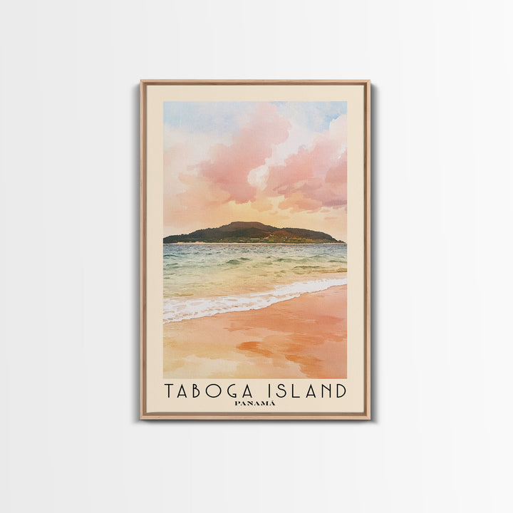 Taboga Island, Panamá Watercolor Beach Print, Vacation Gift, Panamá Wall Art, Framed Canvas Print, Framed Beach Painting