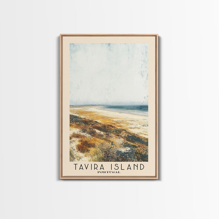 Tavira Island, Portugal Watercolor Beach Print, Vacation Gift, Portugal Wall Art, Beach Painting, Beach Decor, Beach Painting