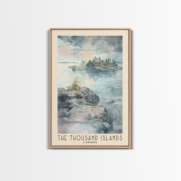 The Thousand Islands, Canada Watercolor Print, Vacation Gift, Canada Wall Art, Beach Painting, Beach Decor, Large Wall Art, Wood Frame Art