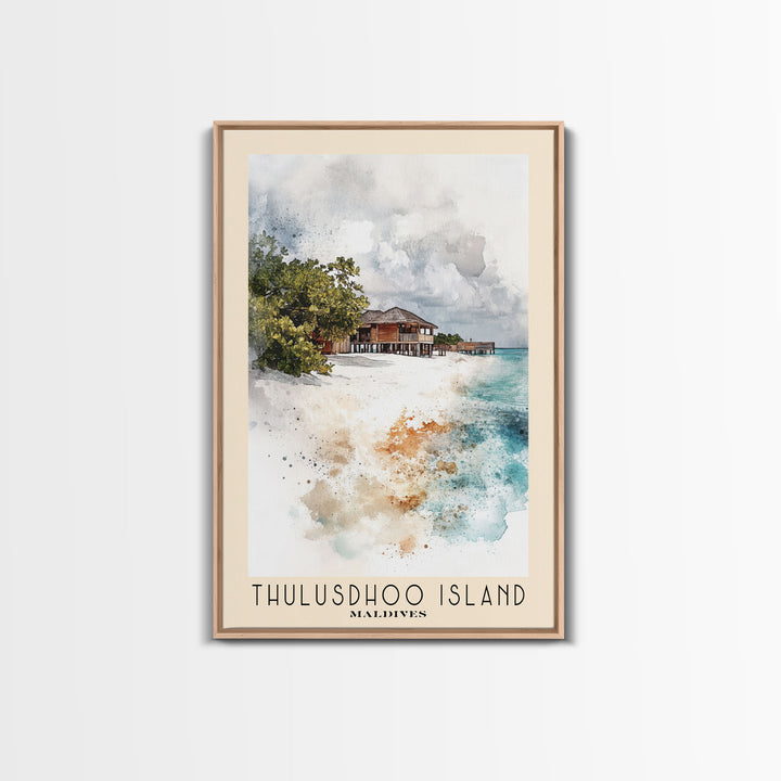 Thulusdhoo Island, Maldives Watercolor Print, Vacation Gift, Maldives Wall Art, Beach Painting, Beach Decor, Beach Or Lakehouse Art