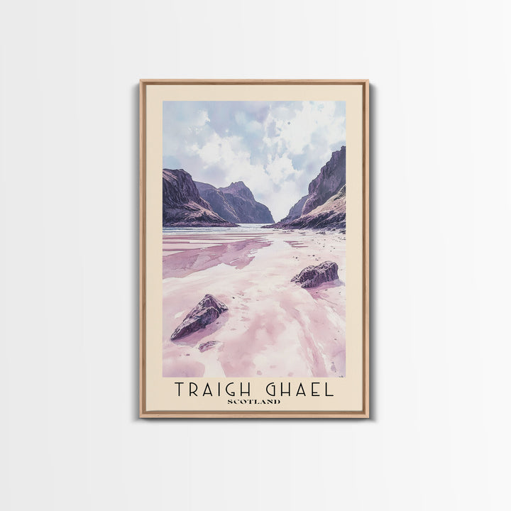 Traigh Ghael, Scotland Watercolor Print, Vacation Gift, Scotland Wall Art, Beach Painting, Beach Decor, Large Wall Art, Wood Frame Art