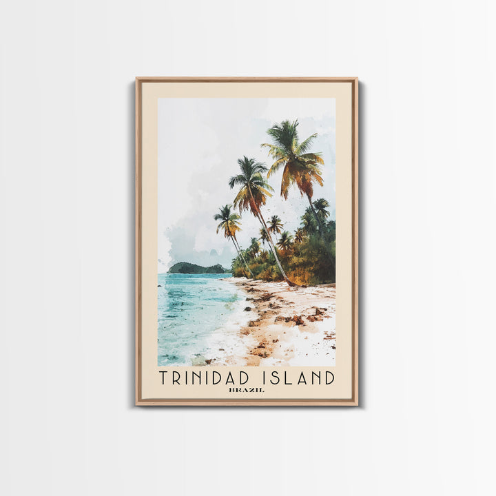 Trinidad Island, Brazil Watercolor Print, Vacation Gift, Brazil Wall Art, Beach Painting, Beach Decor, Large Wall Art, Wood Frame Art