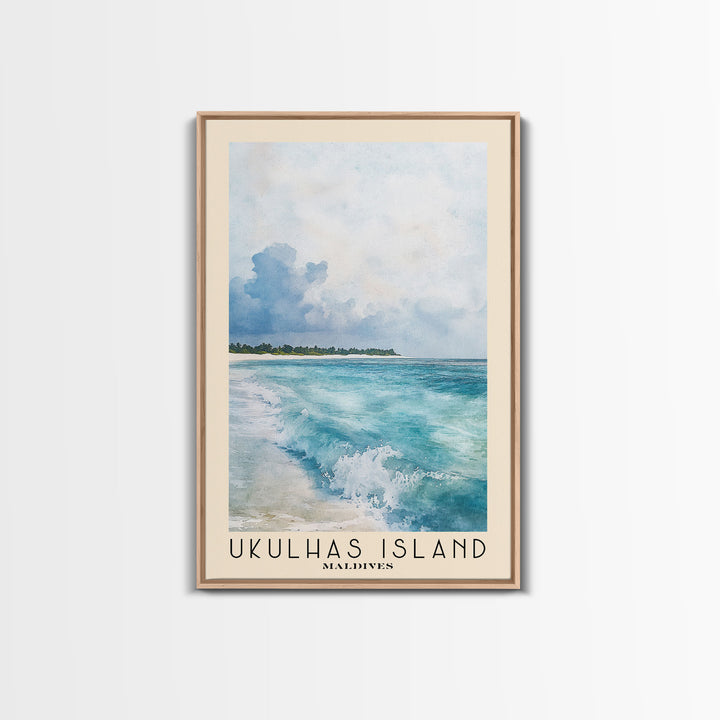 Ukulhas Island, Maldives Watercolor Print, Vacation Gift, Maldives Wall Art, Vacation Wall Art, Vacatation Memories, Beach Decor, Beach Or Lakehouse Art