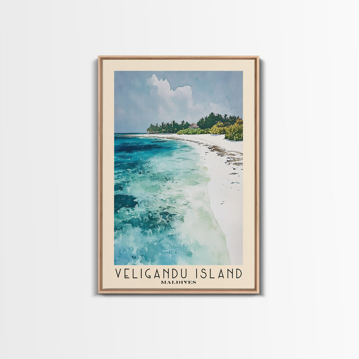 Veligandu Island, Maldives Watercolor Beach Print, Vacation Gift, Maldives Wall Art, Beach Painting, Beach Decor, Beach Painting