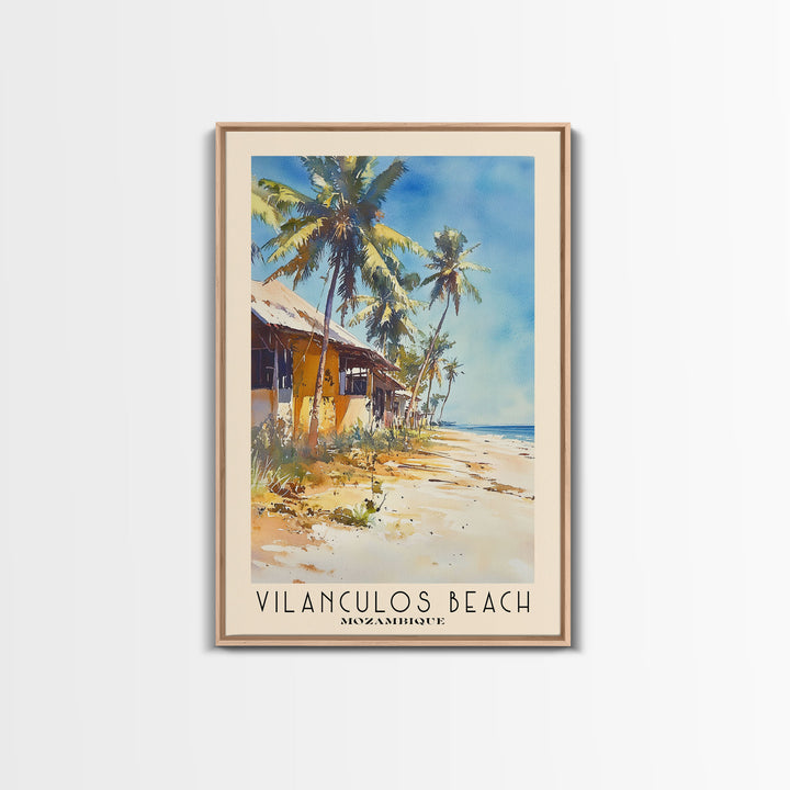 Vilanculos Beach, Mozambique Watercolor Print, Vacation Gift, Mozambique Wall Art, Beach Painting, Beach Decor, Large Wall Art, Wood Frame Art