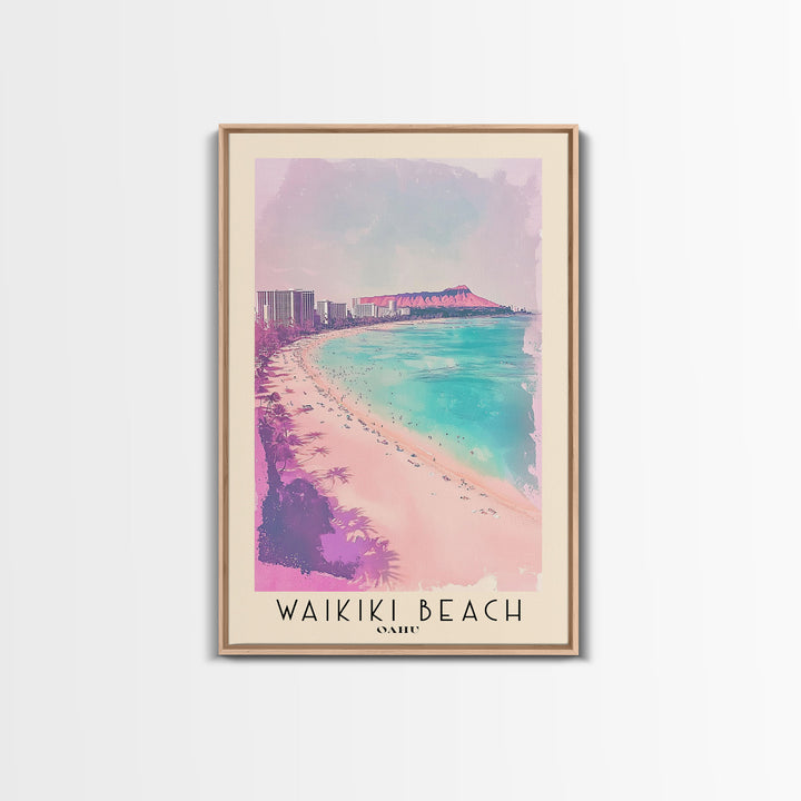 Waikiki Beach, Oahu Watercolor Print, Vacation Gift, Oahu Wall Art, Beach Painting, Beach Decor, Beach Or Lakehouse Art