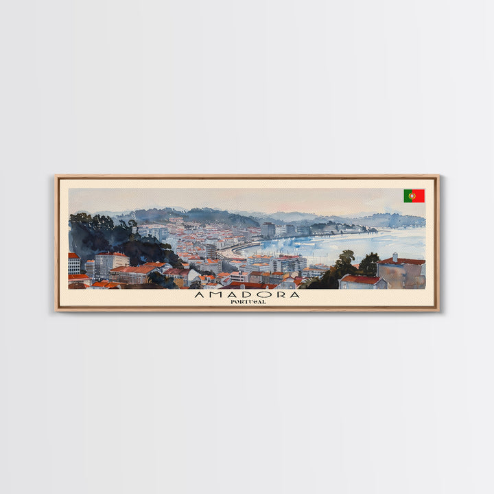 Amadora Portugal Travel Print Wall Art, Panoramic City Art, Travel Art, Wall Decor, Vacation Gift, Framed Canvas Print Or Metal Art