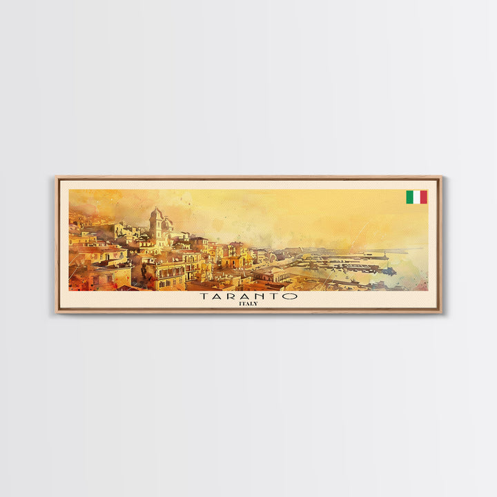 Taranto Italy Travel Art, City Art, Framed Canvas Print or Metal Wall Art, Europe Travel Poster, Panoramic Wall Art, Extra Wide Wall Art